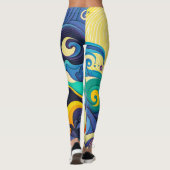 Abstracte kleurrijke zonnegolven Kunstillustratie Leggings (Achterkant)