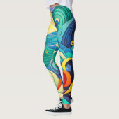 Abstracte kleurrijke zonnegolven Kunstillustratie Leggings (Links)
