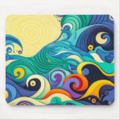 Abstracte kleurrijke zonnegolven Kunstillustratie Muismat (Voorkant)