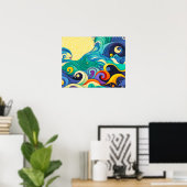 Abstracte kleurrijke zonnegolven Kunstillustratie Poster (Thuiskantoor)