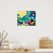 Abstracte kleurrijke zonnegolven Kunstillustratie Poster (Keuken)