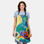 Abstracte kleurrijke zonnegolven Kunstillustratie Schort (Gedragen)