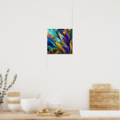 Abstracte kleurrijke zwuiten, blauwe goudpaarse bl poster (Keuken)