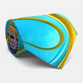 Abstracte kleurrijke zwuiten, blauwe goudpaarse bl stropdas (Opgerold)