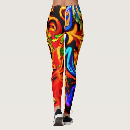 Abstracte kleurspatten leggings (Achterkant)