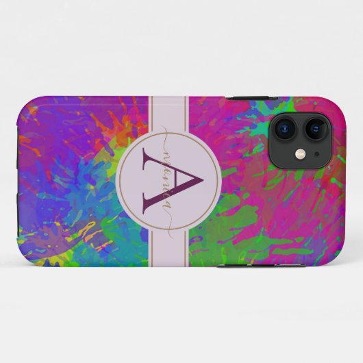 Abstracte kleurstofmonogram Case-Mate iPhone case (Achterkant (horizontaal))