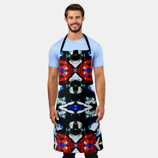 Abstracte kleurtextuur schort (Gedragen)