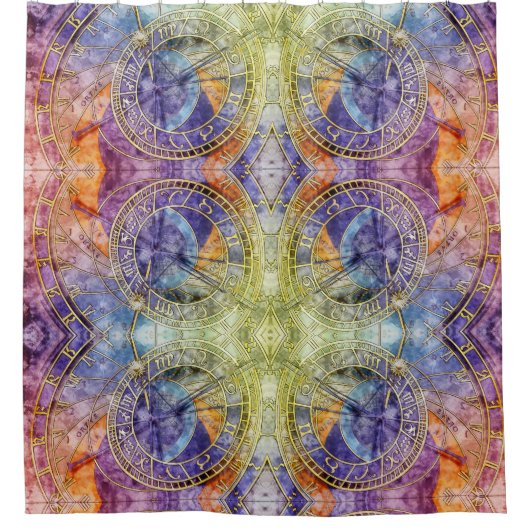 Abstracte kleurtijdastrologie douchegordijn (Voorkant)