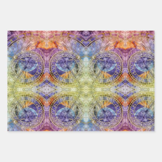 Abstracte kleurtijdastrologie inpakpapier vel (Voorkant 3)