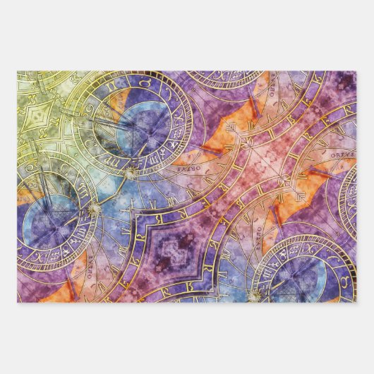 Abstracte kleurtijdastrologie inpakpapier vel (Voorkant)