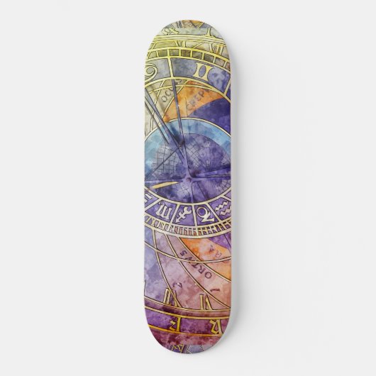 Abstracte kleurtijdastrologie persoonlijk skateboard (Voorkant)