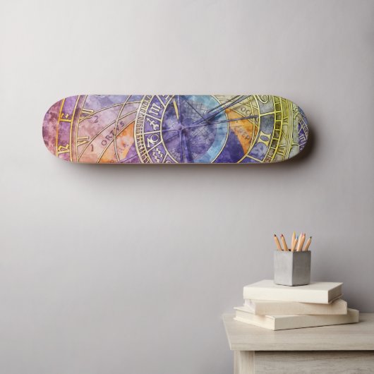 Abstracte kleurtijdastrologie persoonlijk skateboard (Muurkunst (Horizontaal))