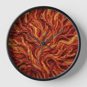Abstracte klokken met koraalrif en vuurrode draad 
