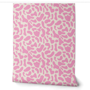 Abstracte koeienprint in hete roze behang