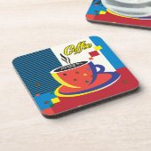 Abstracte Koffiebeker" Pop Art Trendy Stylish RETR Bier Onderzetter (Linkerzijde)