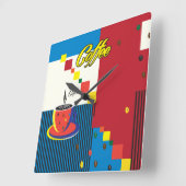 Abstracte Koffiebeker Pop Art Trendy Stylish Vierkante Klok (Hoek)