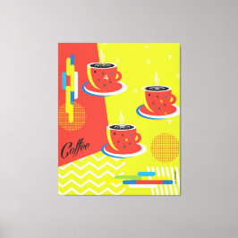 Abstracte Koffiebeker Trendy hedendaagse kunst Canvas Afdruk