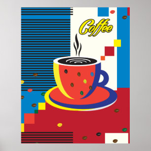 Abstracte Koffiebeker Trendy hedendaagse kunst Poster