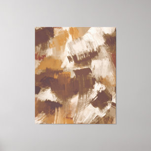 Abstracte Koffiekleuren verf lijnen Canvas Afdruk