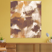 Abstracte Koffiekleuren verf lijnen Canvas Afdruk (Insitu (Woonkamer))