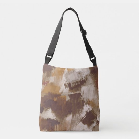 Abstracte Koffiekleuren verf lijnen Crossbody Tas (Voorkant)