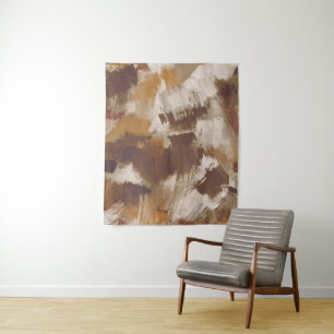 Abstracte Koffiekleuren verf lijnen Wandkleed