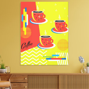 Abstracte koffiekop trendy hedendaagse kunst canvas afdruk