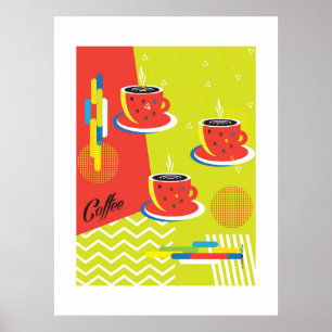 Abstracte koffiekop trendy hedendaagse kunst poster