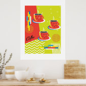 Abstracte koffiekop trendy hedendaagse kunst poster (Keuken)
