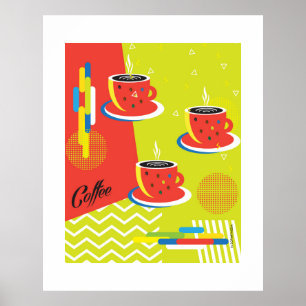 Abstracte koffiekop trendy hedendaagse kunst poster