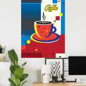 Abstracte koffiekop trendy hedendaagse kunst poster (Thuiskantoor)