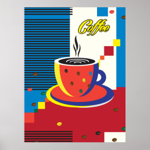 Abstracte koffiekop trendy hedendaagse kunst poster