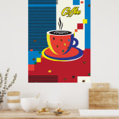 Abstracte koffiekop trendy hedendaagse kunst poster (Keuken)
