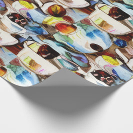Abstracte koffiekoppen waterverfpatroon cadeaupapier