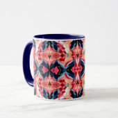 Abstracte koffiemok -Blues en Roze Mok (Voorkant links)