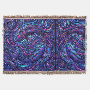 Abstracte Koi-draai Paarse Dekens Deken