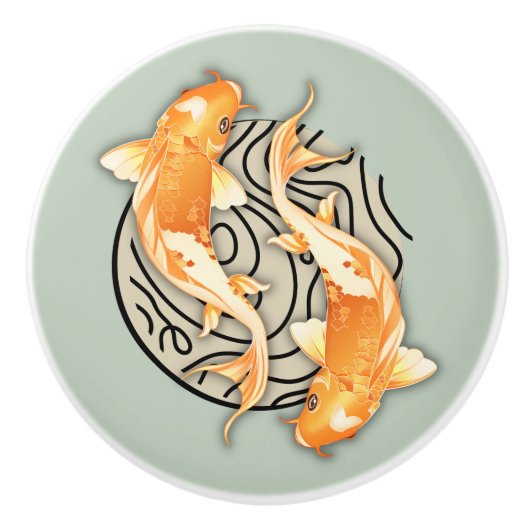 Abstracte Koi Round-keramische knop (Voorkant)