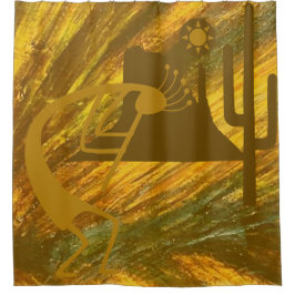 Abstracte Kokopelli met Mesa, Cactus & Sun Douchegordijn