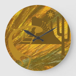 Abstracte Kokopelli met Mesa, Cactus & Sun Grote Klok
