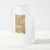 Abstracte Kokopelli met Mesa, Cactus & Sun Matglas Bierpul (Voorkant links)