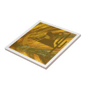 Abstracte Kokopelli met Mesa, Cactus & Sun Tegeltje (Zijkant)