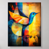 Abstracte Kolibrie Kunst - Geometrische Vogel Poster (Voorkant)