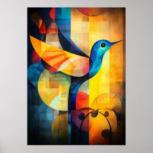 Abstracte Kolibrie Kunst - Geometrische Vogel Poster