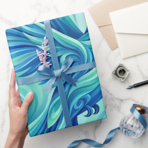 Abstracte kolibrie oceaanblauw inpakpapier