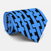 Abstracte kolommen - Babyblauw op zwart Stropdas (Opgerold)