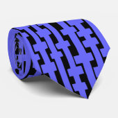 Abstracte kolommen - Elektrisch blauw op Zwart Stropdas (Opgerold)