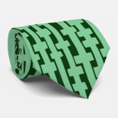 Abstracte kolommen - Faded groen op donkergroen Stropdas (Opgerold)