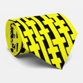 Abstracte kolommen - Geel op zwart Stropdas (Opgerold)