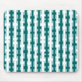 Abstracte kolommen - groen en wit op lichtblauw gr muismat (Voorkant)