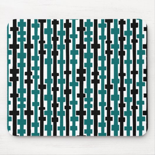 Abstracte kolommen - groen en zwart op wit muismat (Voorkant)